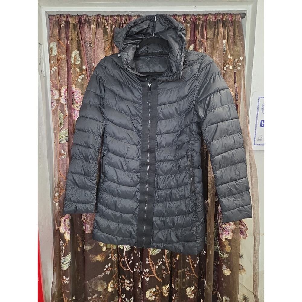Gap Cold Control Black Hood and Pockets Packable Midi Coat Small